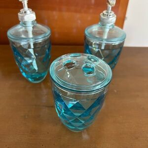 Set of Blue Glass Dispensers